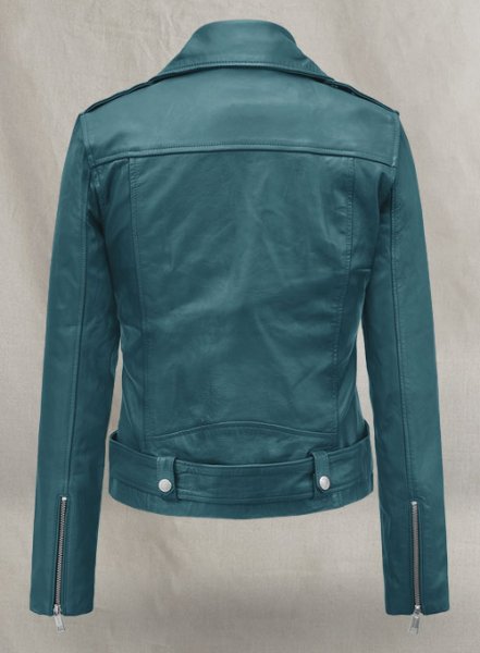 (image for) Prussian Blue Washed & Wax Jessica Alba Leather Jacket #2