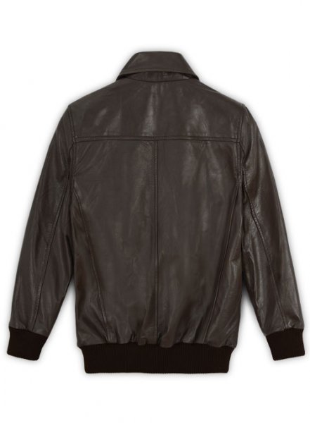 (image for) Brown Wax Classic Bomber Leather Jacket