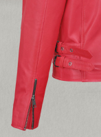 (image for) Soft Raspberry Red Hilary Duff Leather Jacket #3