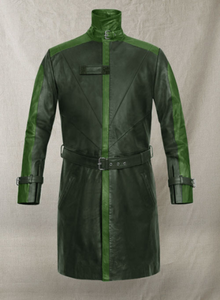 (image for) Vintage Green Aiden Pearce Watch Dog Leather Trench Coat