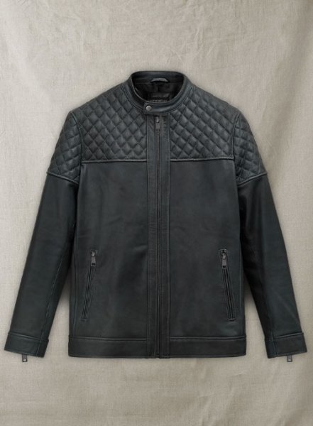 (image for) Quilted Panel Leather Jacket