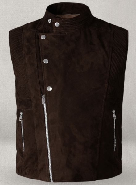 (image for) Soft Dark Brown Suede Leather Vest # 354