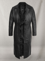 (image for) Black Selena Gomez Leather Long Coat