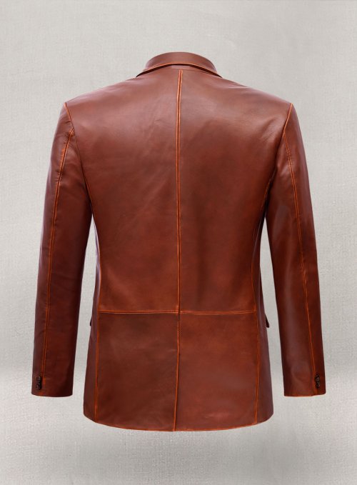 (image for) Rubbed Tan Brown Leather Blazer