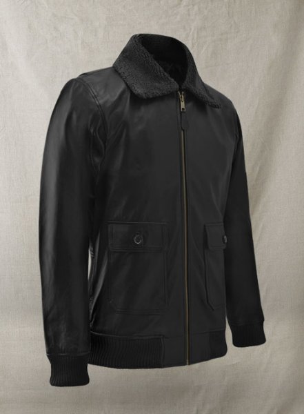 (image for) Black Pilot Aviator Leather Jacket