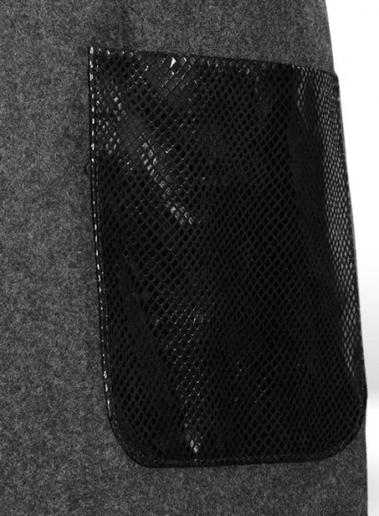 (image for) Vintage Plain Dark Gray Tweed Leather Combo Blazer # 652