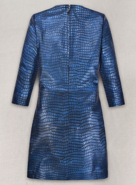 (image for) Croc Metallic Blue Cacoon Leather Dress - # 757