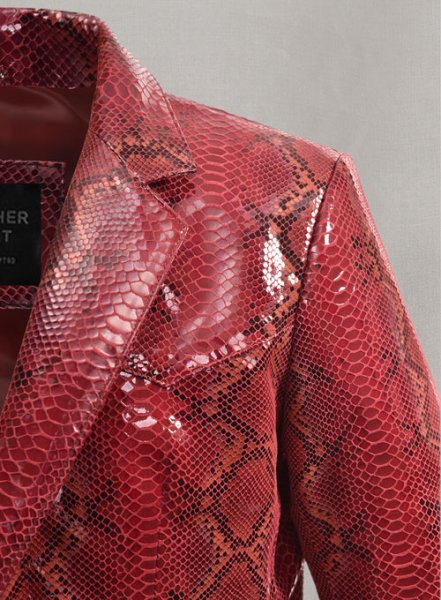 (image for) Bold Red Python Western Leather Blazer