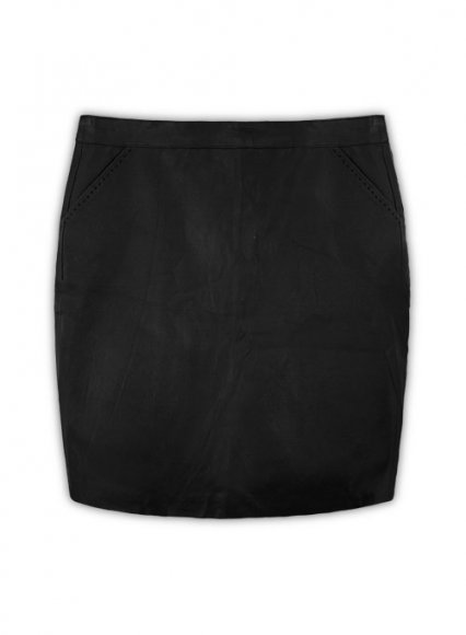 Black Basic Leather Skirt - # 153 - M Regular