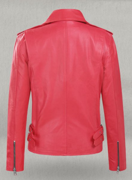 (image for) Soft Raspberry Red Hilary Duff Leather Jacket #3