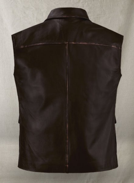 (image for) Rubbed Dark Brown Sean Connery Leather Vest