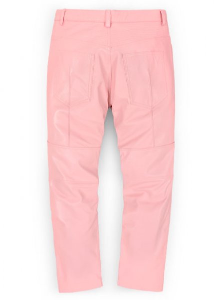 pink leather pants with split