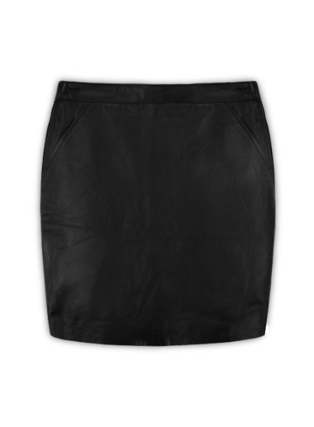 (image for) Black Stretch Basic Leather Skirt - # 153 - M Regular