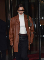 (image for) Bella Hadid Leather Trench Coat