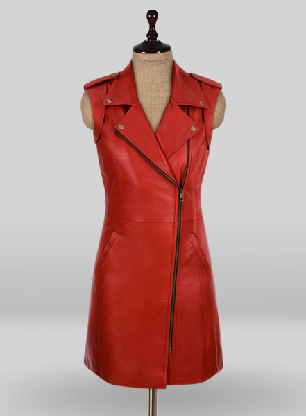 (image for) Red Motivated Biker Leather Dress #772