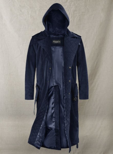 (image for) Dark Blue Suede Assassin\'s Creed Jacob Frye Leather Long Coat