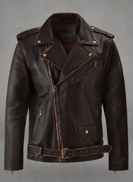 Enforcer Dark Brown Biker Leather Jacket