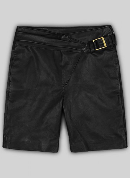 (image for) Soft Rich Black Leather Cargo Shorts Style # 377