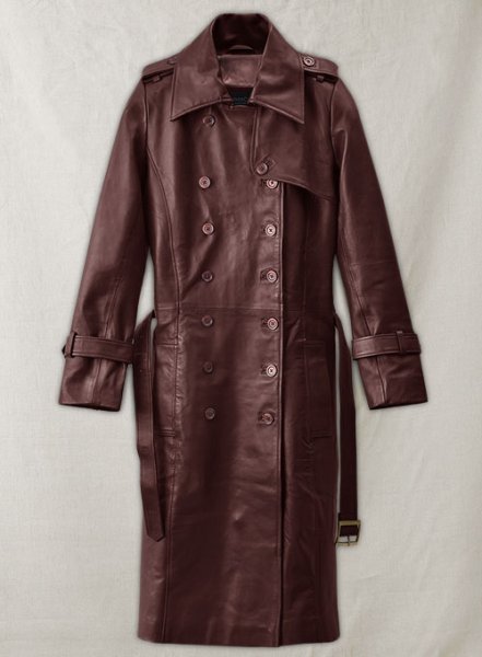 (image for) Soft Maroon Wax Halcon Leather Trench Coat