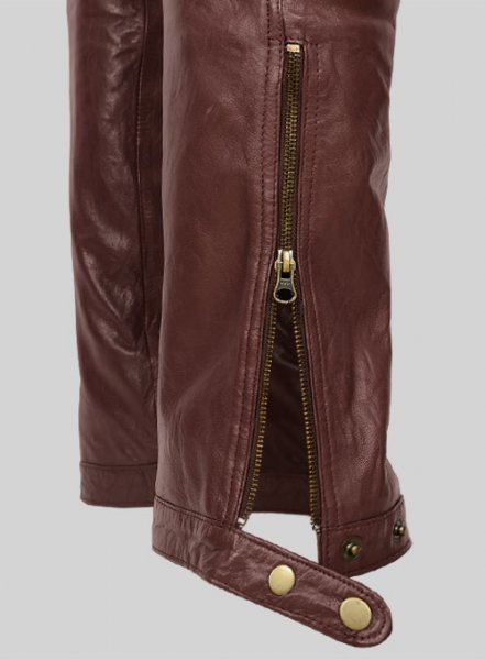 (image for) Soft Maroon Washed & Wax Belafonte Leather Pants