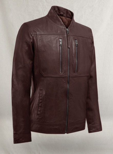 (image for) Thunder Storm Burgundy Biker Leather Jacket