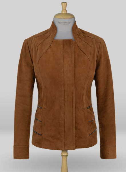 (image for) Soft Caramel Brown Suede Leather Jacket # 521