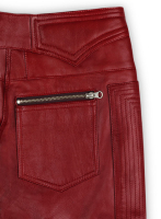 (image for) Cherry Red Electric Zipper Mono Leather Pants