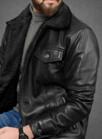 (image for) Black Sherpa Leather Jacket