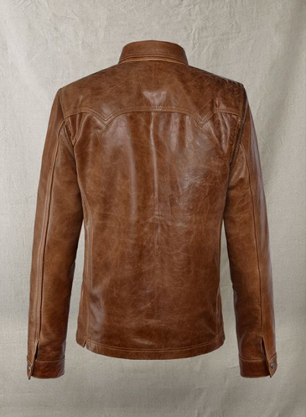 (image for) Cognac V Tab Leather Shirt Jacket