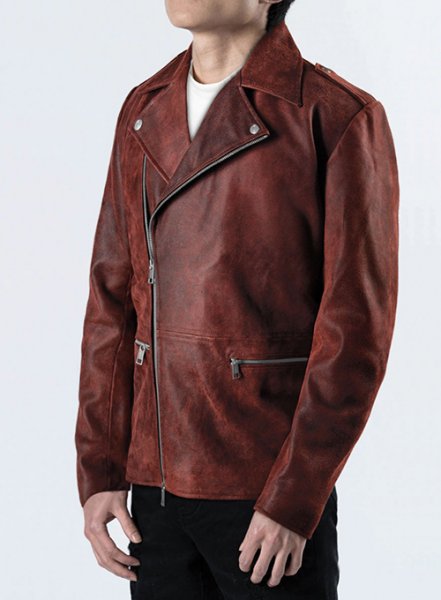 (image for) Dark Vintage Red Lewis Hamilton Leather Jacket