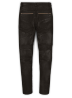 (image for) Soft Dark Brown Leather Biker Jeans #512