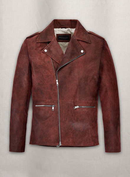 (image for) Dark Vintage Red Lewis Hamilton Leather Jacket