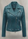 (image for) Prussian Blue Washed & Wax Jessica Alba Leather Jacket #2