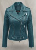 (image for) Prussian Blue Washed & Wax Jessica Alba Leather Jacket #2