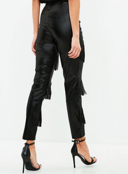 (image for) Tiered Fringe Leather Pants