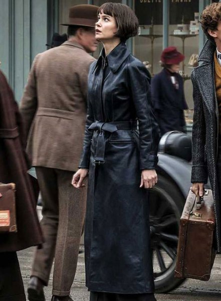 (image for) Katherine Waterston Fantastic Beasts Leather Long Coat