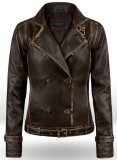 (image for) Rubbed Brown Captain America Scarlett Johansson Leather Jacket