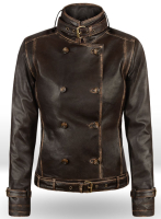 (image for) Rubbed Brown Captain America Scarlett Johansson Leather Jacket