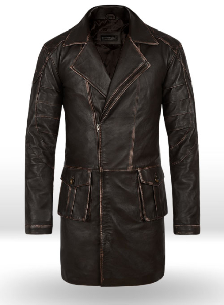 (image for) Rubbed Brown Will Smith I Robot Leather Trench Coat