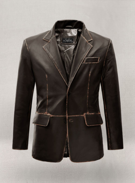 (image for) Rubbed Brown Leather Blazer