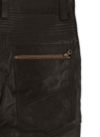 (image for) Soft Dark Brown Leather Biker Jeans #512