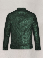 (image for) Gleaming Croc Metallic Green Leather Jacket