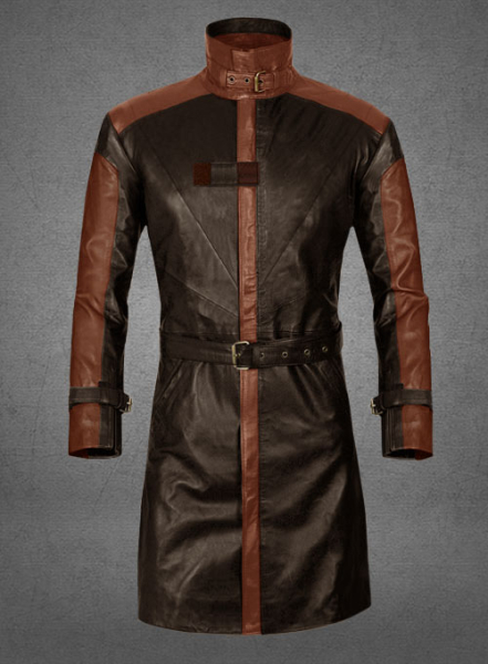 (image for) Brown Aiden Pearce Watch Dog Leather Trench Coat