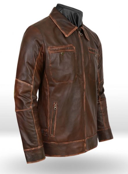 (image for) Espresso Rubbed Tan Leather Jacket