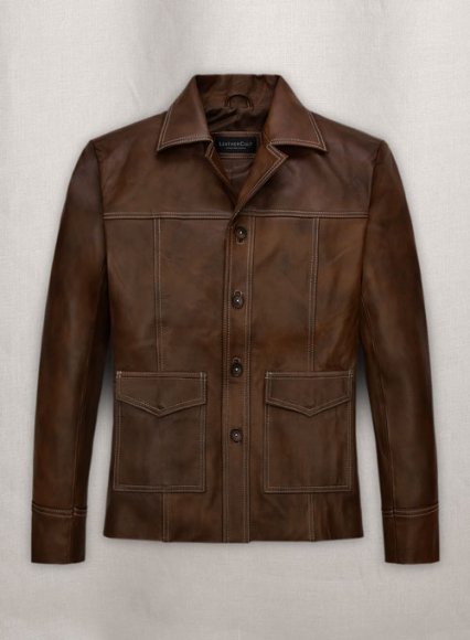 Spanish Brown Brad Pitt Fight Club Leather Jacket