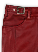 (image for) Cherry Red Electric Zipper Mono Leather Pants