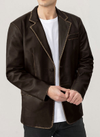 (image for) Rubbed Dark Brown Medieval Leather Blazer