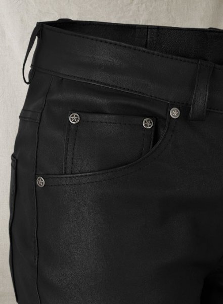 (image for) Black Stretch Leather Jeans