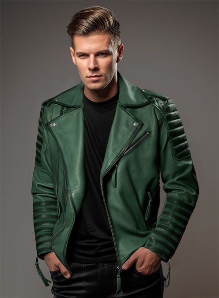 (image for) Charles Burnt Green Leather Jacket