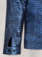 (image for) Gleaming Croc Metallic Blue Leather Jacket